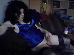 Amateur crossdresser plays with his tool