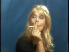 Elegant blonde Sissy smoking
