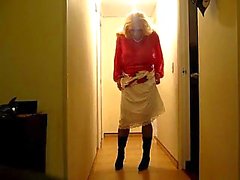 Prevert crossdresser shows his ass and erect prick