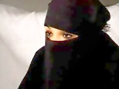 Black Burqa Arabian Muslim Girl Nadia sucks on Big West European Republican French Penis