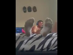 Dirty Ripe College Boy Beating Dick in Bed