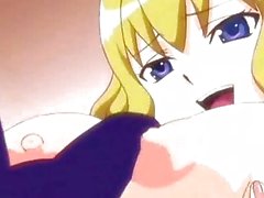 Blonde anime babe rubbing a shemale cock