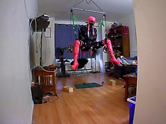 sissy's self bondage suspension