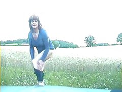 Dirty crossdresser on a road