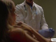 Skinny shemale gets her ass bareback fucked by her doctor