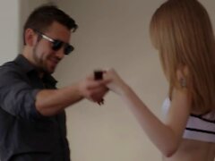 Blonde shemale throats and butt fucked by her stepbrother