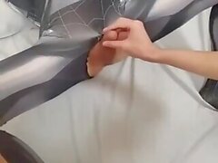 Gorgeous shemale in spiderman suit fucked by dick