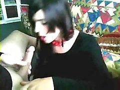 Brunette trans in amateur sucking and fucking session