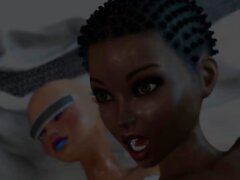 A hot futanari sex robot fucks hard a young black girl
