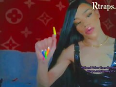 long black hair shemale teases on webcam