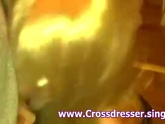 Crosdreser Blonde Giving A Very Hot Wet Blowjob Up Clos